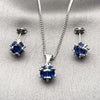 Rhodium Gold Filled Earring and Pendant Adult Set, Ball Design, with Sapphire Blue Cubic Zirconia, Polished, Rhodium Finish, 10.342.0252.2