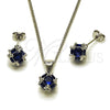 Rhodium Gold Filled Earring and Pendant Adult Set, Ball Design, with Sapphire Blue Cubic Zirconia, Polished, Rhodium Finish, 10.342.0252.2