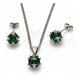 Juego de Arete y Dije de Adulto 10.342.0252.3 Oro Laminado Blanco, Diseño de Bola, con Zirconia Cubica Verde, Pulido, Rodinado