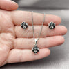 Rhodium Gold Filled Earring and Pendant Adult Set, Ball Design, with Black Cubic Zirconia, Polished, Rhodium Finish, 10.342.0252.4