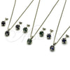 Rhodium Gold Filled Earring and Pendant Adult Set, Ball Design, with Black Cubic Zirconia, Polished, Rhodium Finish, 10.342.0252.4