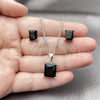 Rhodium Gold Filled Earring and Pendant Adult Set, with Black Cubic Zirconia, Polished, Rhodium Finish, 10.342.0106.5