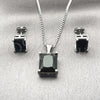 Rhodium Gold Filled Earring and Pendant Adult Set, with Black Cubic Zirconia, Polished, Rhodium Finish, 10.342.0106.5