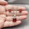 Rhodium Gold Filled Earring and Pendant Adult Set, with Ruby Cubic Zirconia, Polished, Rhodium Finish, 10.342.0106.6