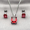 Rhodium Gold Filled Earring and Pendant Adult Set, with Ruby Cubic Zirconia, Polished, Rhodium Finish, 10.342.0106.6