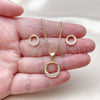 Oro Laminado Earring and Pendant Adult Set, Gold Filled Style with White Micro Pave, Polished, Golden Finish, 10.342.0290