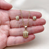 Oro Laminado Earring and Pendant Adult Set, Gold Filled Style with White Cubic Zirconia, Polished, Golden Finish, 10.342.0291