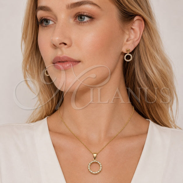 Gold Filled Ring — Earring and Pendant Adult Set with White Cubic — alternate product view — SKU 165156 | Oro Laminado anillo — Earring and Pendant Adult Set with blanco Cubic — SKU 165156