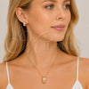 Oro Laminado Earring and Pendant Adult Set, Gold Filled Style with White Micro Pave, Polished, Golden Finish, 10.342.0298