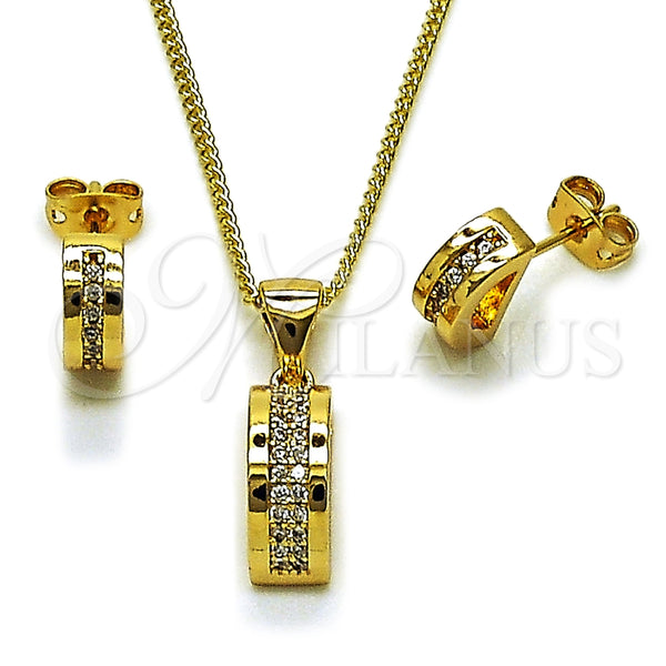 Gold Filled Ring — Earring and Pendant Adult Set with White Micro — main product view — SKU 165158 | Oro Laminado anillo — Earring and Pendant Adult Set with blanco Micro — SKU 165158