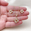 Oro Laminado Earring and Pendant Adult Set, Gold Filled Style with White Cubic Zirconia, Polished, Golden Finish, 10.342.0300