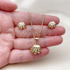 Oro Laminado Earring and Pendant Adult Set, Gold Filled Style Baguette Design, with White Cubic Zirconia, Polished, Golden Finish, 10.342.0301