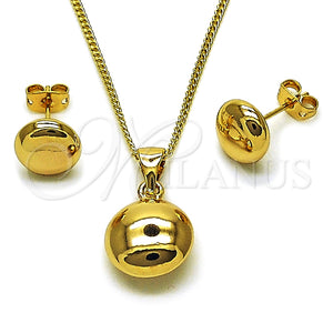 Gold Filled Ring — Earring and Pendant Adult Set Ball and Hollow — main product view — SKU 165162 | Oro Laminado anillo — Earring and Pendant Adult Set Ball and Hollow — SKU 165162