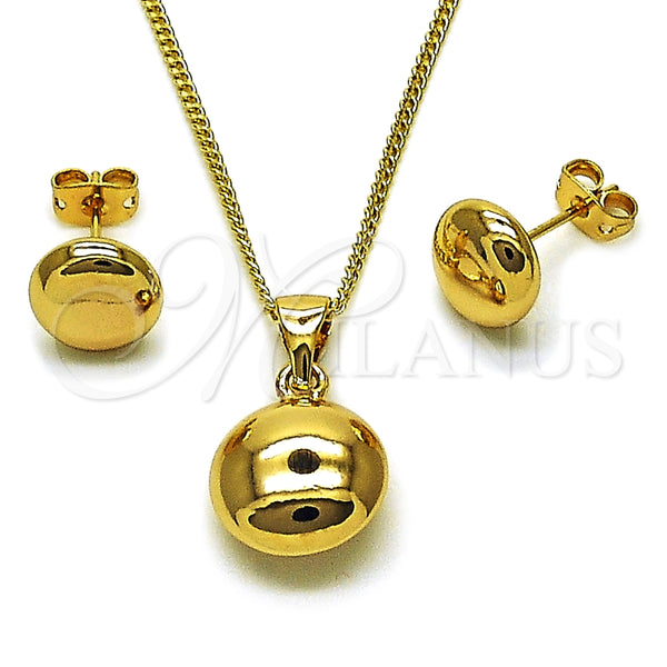 Gold Filled Ring — Earring and Pendant Adult Set Ball and Hollow — main product view — SKU 165162 | Oro Laminado anillo — Earring and Pendant Adult Set Ball and Hollow — SKU 165162