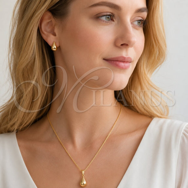 Gold Filled Ring — Earring and Pendant Adult Set Teardrop and Hollow — alternate product view — SKU 165163 | Oro Laminado anillo — Earring and Pendant Adult Set Teardrop and Hollow — SKU 165163