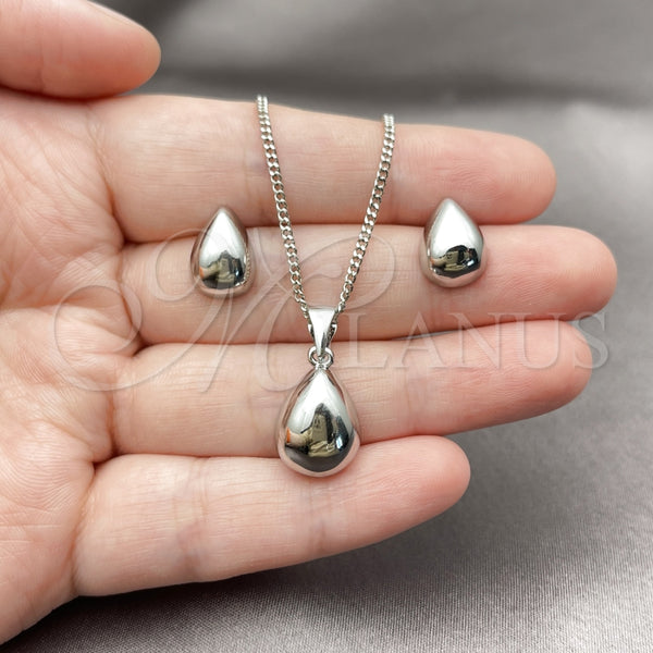 White Gold Filled Ring — Earring and Pendant Adult Set Teardrop Design Polished — alternate product view — SKU 165164 | Oro Laminado Blanco anillo — Earring and Pendant Adult Set Teardrop diseño pulido — SKU 165164