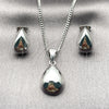 Rhodium Gold Filled Earring and Pendant Adult Set, Teardrop Design, Polished, Rhodium Finish, 10.342.0188.1