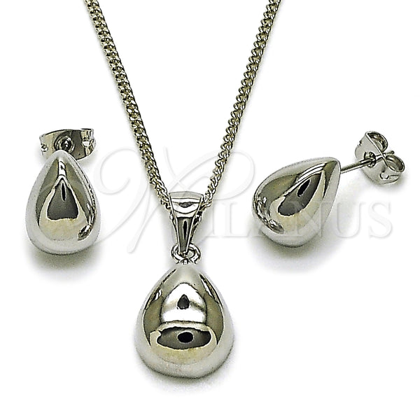 White Gold Filled Ring — Earring and Pendant Adult Set Teardrop Design Polished — main product view — SKU 165164 | Oro Laminado Blanco anillo — Earring and Pendant Adult Set Teardrop diseño pulido — SKU 165164