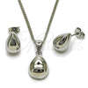Rhodium Gold Filled Earring and Pendant Adult Set, Teardrop Design, Polished, Rhodium Finish, 10.342.0188.1