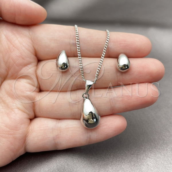 White Gold Filled Ring — Earring and Pendant Adult Set Teardrop Design Polished — alternate product view — SKU 165167 | Oro Laminado Blanco anillo — Earring and Pendant Adult Set Teardrop diseño pulido — SKU 165167