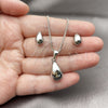 Rhodium Gold Filled Earring and Pendant Adult Set, Teardrop Design, Polished, Rhodium Finish, 10.342.0305