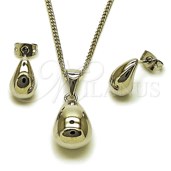 White Gold Filled Ring — Earring and Pendant Adult Set Teardrop Design Polished — main product view — SKU 165167 | Oro Laminado Blanco anillo — Earring and Pendant Adult Set Teardrop diseño pulido — SKU 165167