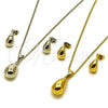 Rhodium Gold Filled Earring and Pendant Adult Set, Teardrop Design, Polished, Rhodium Finish, 10.342.0305
