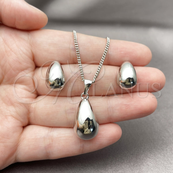 White Gold Filled Ring — Earring and Pendant Adult Set Teardrop Design Polished — alternate product view — SKU 165169 | Oro Laminado Blanco anillo — Earring and Pendant Adult Set Teardrop diseño pulido — SKU 165169
