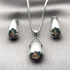 Rhodium Gold Filled Earring and Pendant Adult Set, Teardrop Design, Polished, Rhodium Finish, 10.342.0306