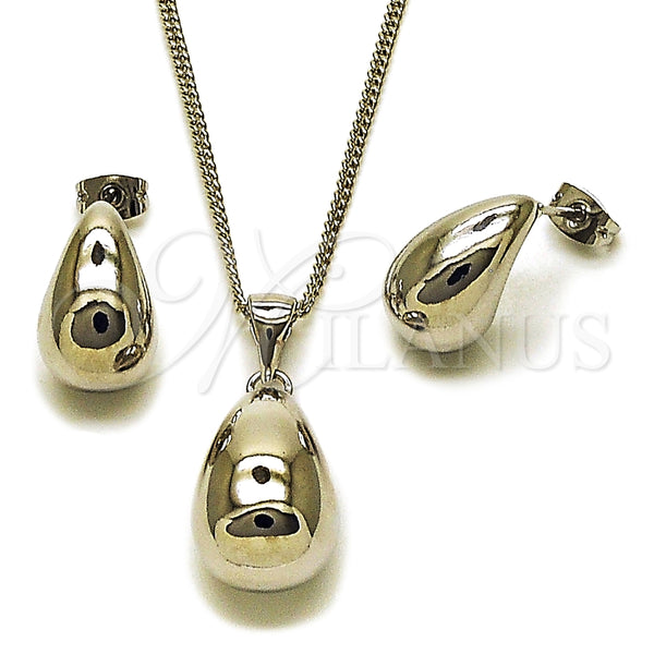 White Gold Filled Ring — Earring and Pendant Adult Set Teardrop Design Polished — main product view — SKU 165169 | Oro Laminado Blanco anillo — Earring and Pendant Adult Set Teardrop diseño pulido — SKU 165169