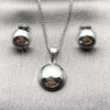 Rhodium Gold Filled Earring and Pendant Adult Set, Ball Design, Polished, Rhodium Finish, 10.342.0198.1