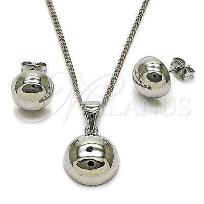Juego de Aretes y Dije 10.342.0198.1 de Oro Laminado Blanco por Mayoreo, vista principal del producto