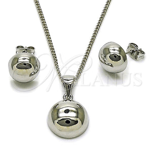 White Gold Filled Ring — Earring and Pendant Adult Set Ball Design Polished — main product view — SKU 165172 | Oro Laminado Blanco anillo — Earring and Pendant Adult Set Ball diseño pulido — SKU 165172
