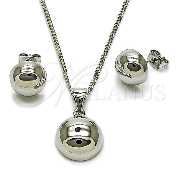 White Gold Filled Ring — Earring and Pendant Adult Set Ball Design Polished — main product view — SKU 165172 | Oro Laminado Blanco anillo — Earring and Pendant Adult Set Ball diseño pulido — SKU 165172