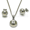 Rhodium Gold Filled Earring and Pendant Adult Set, Ball Design, Polished, Rhodium Finish, 10.342.0198.1