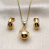 Oro Laminado Earring and Pendant Adult Set, Gold Filled Style Teardrop and Hollow Design, Polished, Golden Finish, 10.342.0307