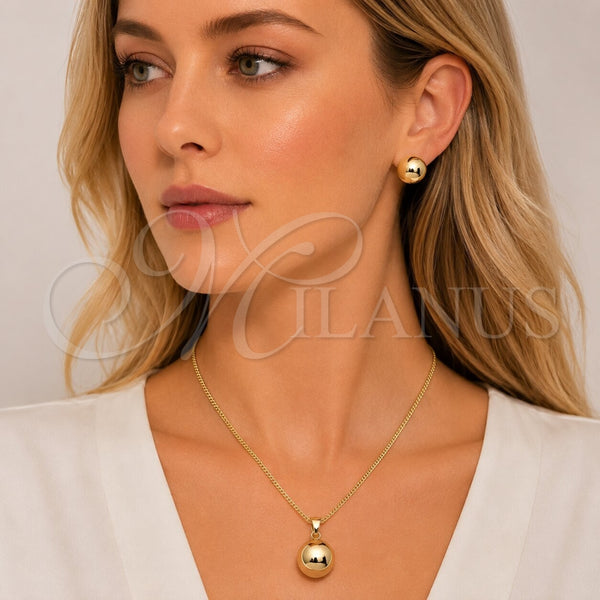 Gold Filled Ring — Earring and Pendant Adult Set Ball and Hollow — alternate product view — SKU 165174 | Oro Laminado anillo — Earring and Pendant Adult Set Ball and Hollow — SKU 165174