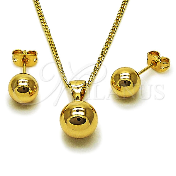 Gold Filled Ring — Earring and Pendant Adult Set Ball and Hollow — main product view — SKU 165174 | Oro Laminado anillo — Earring and Pendant Adult Set Ball and Hollow — SKU 165174