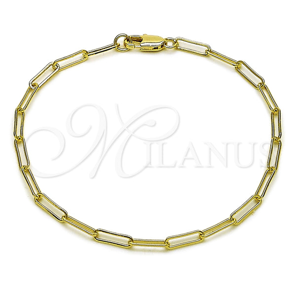 Oro Laminado Fancy Bracelet, Gold Filled Style Paperclip Design, Polished, Golden Finish, 04.213.0274.07 (Thickness, 8 Inches Length)