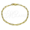 Oro Laminado Fancy Bracelet, Gold Filled Style Paperclip Design, Polished, Golden Finish, 04.213.0274.07 (Thickness, 8 Inches Length)