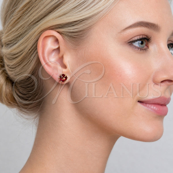 Gold Filled Ring — Stud Earring Ball Design with Garnet Cubic Zirconia — alternate product view — SKU 165180 | Oro Laminado anillo — Stud Earring Ball diseño with Garnet Cubic Zirconia — SKU 165180