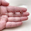 Oro Laminado Stud Earring, Gold Filled Style Ball Design, with Garnet Cubic Zirconia, Polished, Golden Finish, 02.342.0360.2