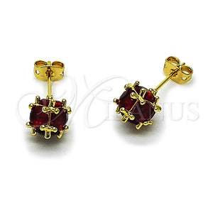 Gold Filled Ring — Stud Earring Ball Design with Garnet Cubic Zirconia — main product view — SKU 165180 | Oro Laminado anillo — Stud Earring Ball diseño with Garnet Cubic Zirconia — SKU 165180