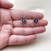 Oro Laminado Stud Earring, Gold Filled Style Ball Design, with Sapphire Blue Cubic Zirconia, Polished, Golden Finish, 02.342.0360.3