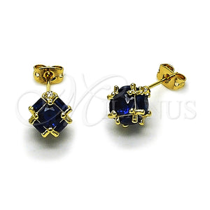 Gold Filled Ring — Stud Earring Ball Design with Sapphire Blue Cubic — main product view — SKU 165181 | Oro Laminado anillo — Stud Earring Ball diseño with Sapphire Blue Cubic — SKU 165181