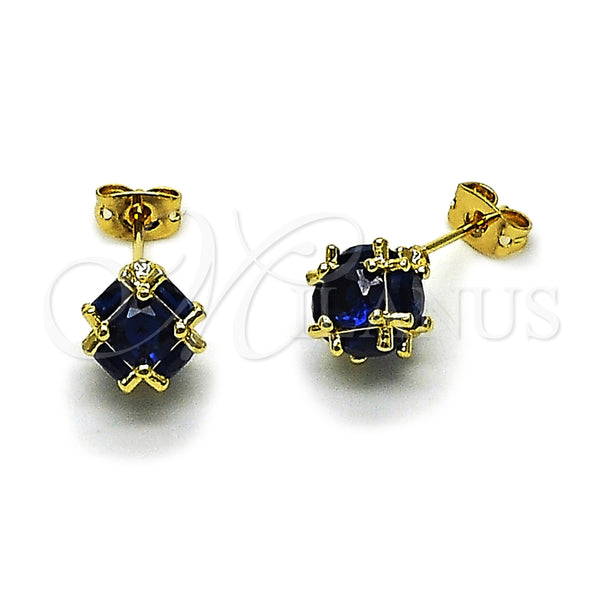 Gold Filled Ring — Stud Earring Ball Design with Sapphire Blue Cubic — main product view — SKU 165181 | Oro Laminado anillo — Stud Earring Ball diseño with Sapphire Blue Cubic — SKU 165181