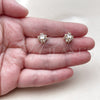 Oro Laminado Stud Earring, Gold Filled Style Ball Design, with White Cubic Zirconia, Polished, Golden Finish, 02.342.0360.4