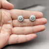 Rhodium Gold Filled Stud Earring, Baguette and Flower Design, with White Cubic Zirconia, Polished, Rhodium Finish, 02.342.0303.1