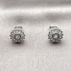 Rhodium Gold Filled Stud Earring, Baguette and Flower Design, with White Cubic Zirconia, Polished, Rhodium Finish, 02.342.0303.1