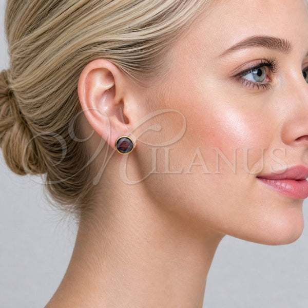 Gold Filled Ring — Stud Earring with Jet Opal Polished 02. — alternate product view — SKU 165184 | Oro Laminado anillo — Stud Earring with Jet Opal pulido 02. — SKU 165184
